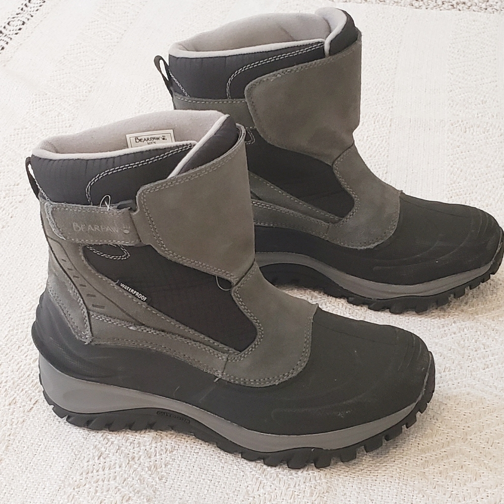 Bearpaw Mens Waterproof Boots Sz 9 Gray/Black